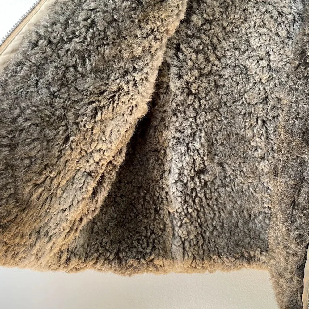 romantic vintage faux fur vest w/‎ pockets casual warm winter glam women size M